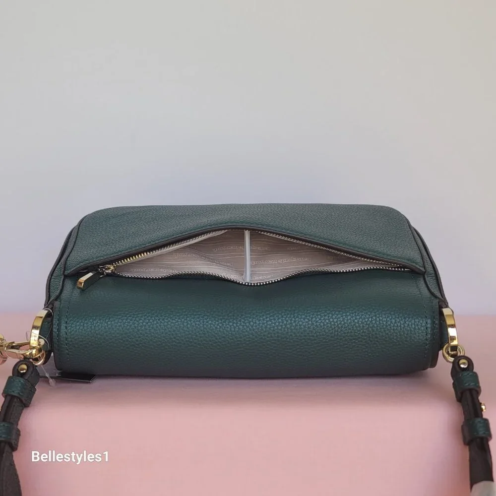 KATE SPADE Hudson Pebbled Leather Medium Flap Convertible Shoulder Bag-Artesian⭐ - Picture 10 of 16